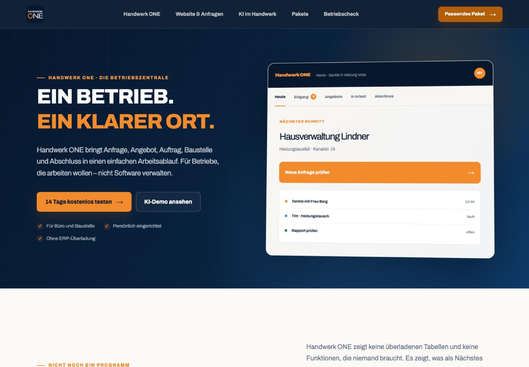 Handwerk ONE Projektvorschau
